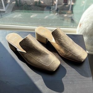 Gold Marc Fischer heeled mules